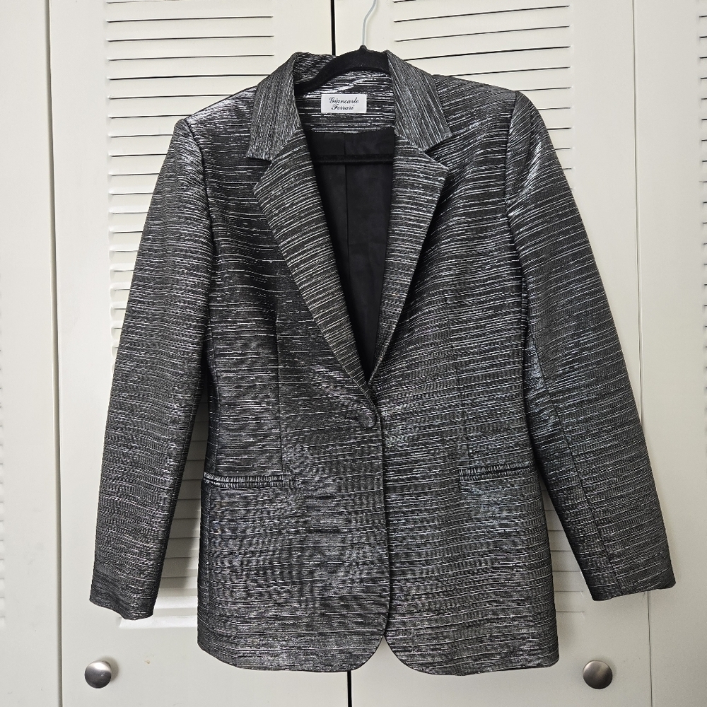 Vintage Giancarlo Ferrari Women Blazer Black/silver Size 4